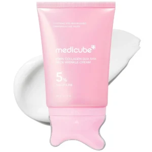 medicube PDRN Colágeno Gua Sha Crema antiarrugas para el cuello | Masajeador Gua Sha integrado con Volufiline 5%